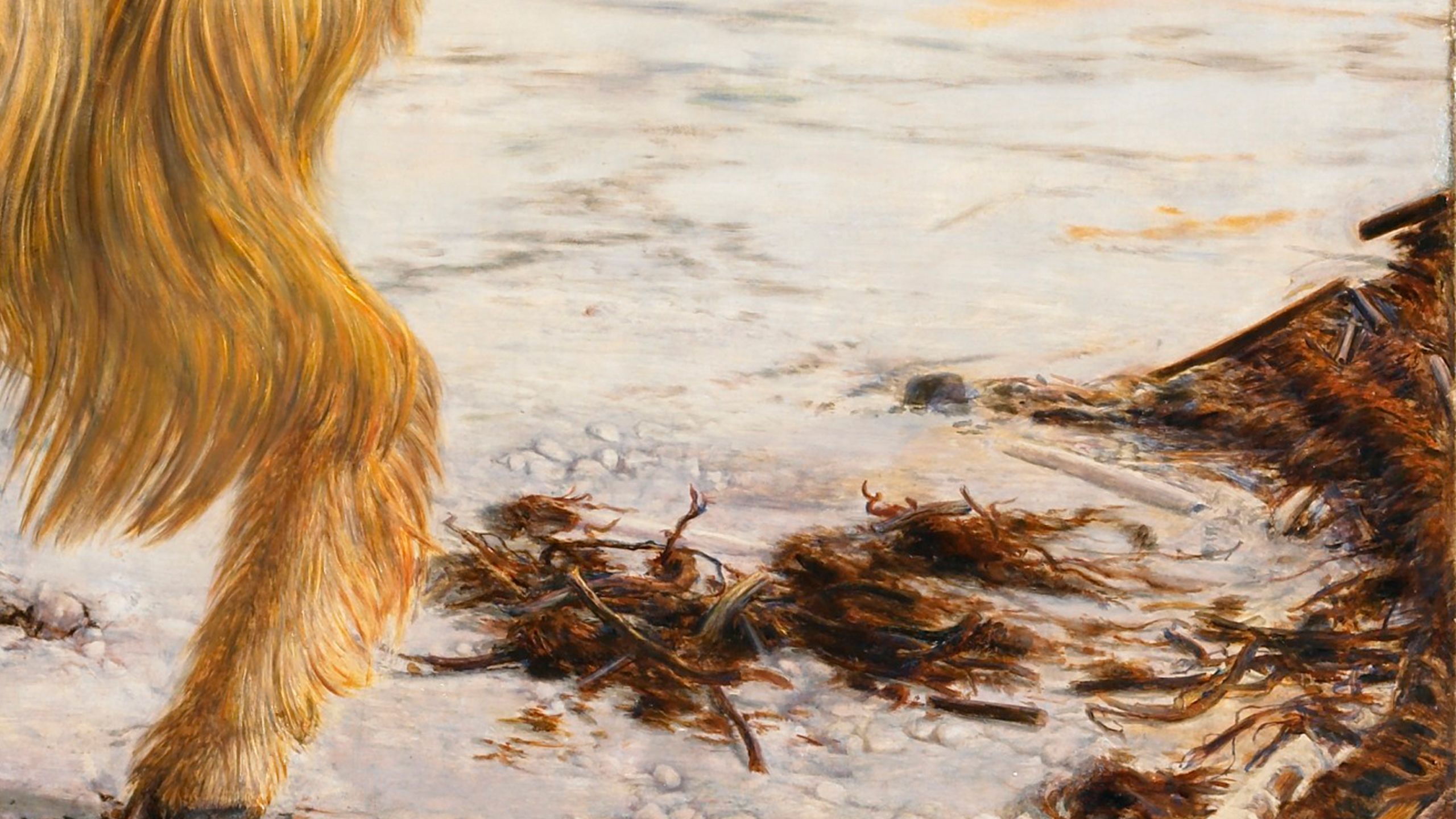 desolate landscape with mud and twigs on a white salt covered shore